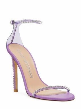 Stuart Weitzman Purple Nudistglam 110 Crystal-Trim Stiletto Sandal NWOT
